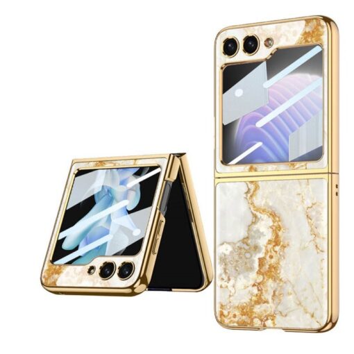 Samsung Galaxy Z Flip 5/6 5G Shockproof Plating marble Cover - Image 6