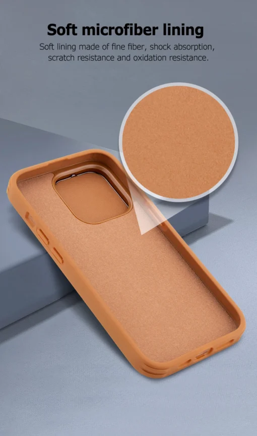 iPhone 16/15 Pro Max Series Genuine Leather Back Lens Protection Cover, Anti -Scratch and Protect Privacy Flip Aluminum Alloy Stand Slim Cover - Image 5