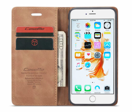 iPhone 6/7/8  & iPhone 6Plus/7Plus/8Plus CaseMe Retro Matte Soft Flip Leather Wallet Case - Image 6