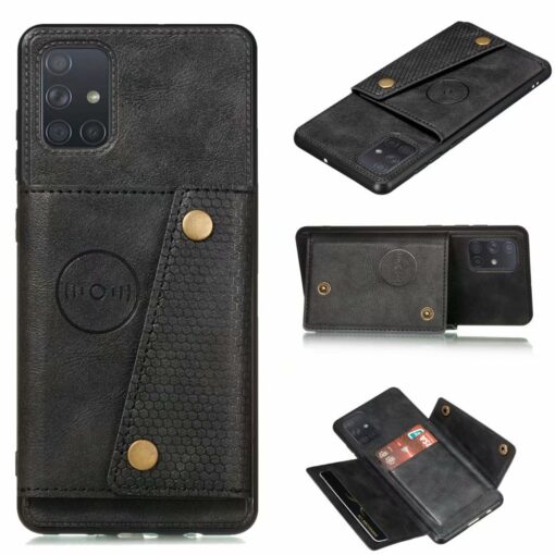 Samsung Galaxy A71 Leather Stand Case +3D Tempered Glass Protector - Image 4