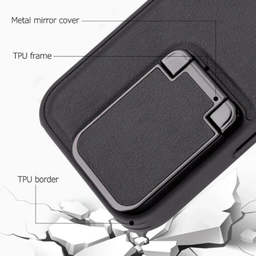 iPhone 16/15 Pro Max Series Genuine Leather Back Lens Protection Cover, Anti -Scratch and Protect Privacy Flip Aluminum Alloy Stand Slim Cover - Image 12