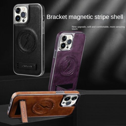 Magnetic Wireless Charging Kickstand Leather Case for iPhone  Series  Invisible Bracket Skin Feeling Slim Cover - Image 10