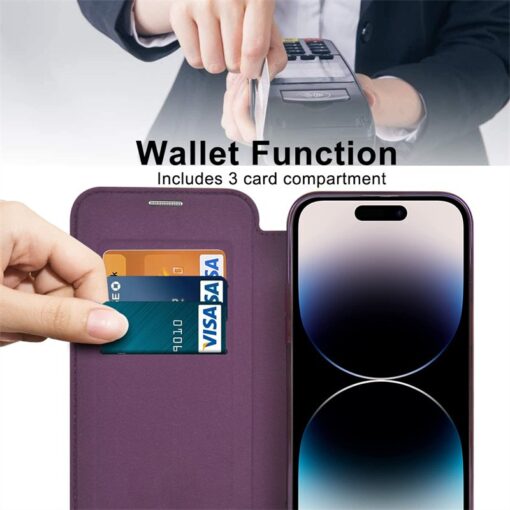 iPhone 13/14/15 Series MagSafe Magnetic Absorption Leather Wallet Flip Case with Lens Protection - Image 9