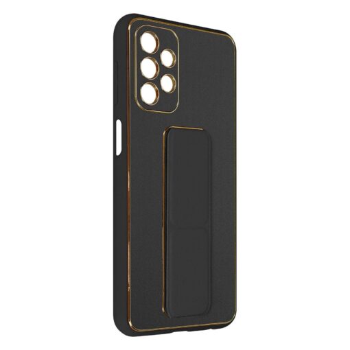 Premium Gold Electroplated Luxury Leather Case with Magnetic Car Mount Holder & Wrist Strap Case Kickstand for Samsung Galaxy A Series - Image 11