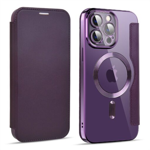 iPhone 13/14/15 Series MagSafe Magnetic Absorption Leather Wallet Flip Case with Lens Protection - Image 7
