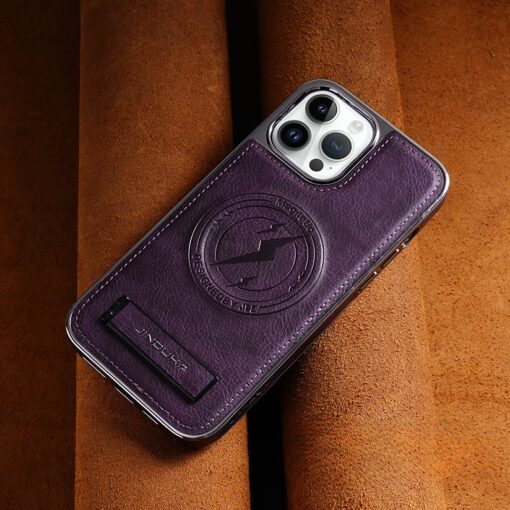 Magnetic Wireless Charging Kickstand Leather Case for iPhone  Series  Invisible Bracket Skin Feeling Slim Cover - Image 13
