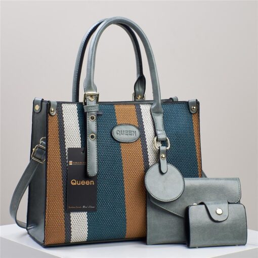 New 2024 Designer Queen 3 in 1 Contrast Color Crossbody Satchel Shoulder Bag - Image 3