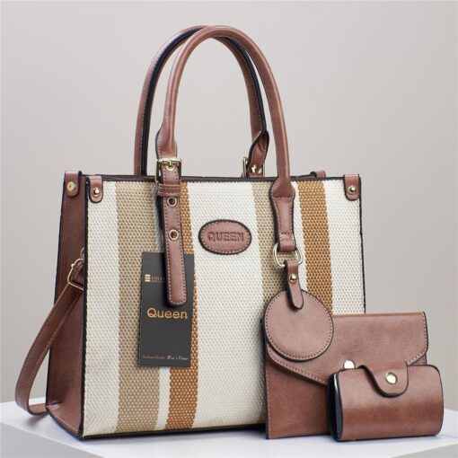 New 2024 Designer Queen 3 in 1 Contrast Color Crossbody Satchel Shoulder Bag - Image 5