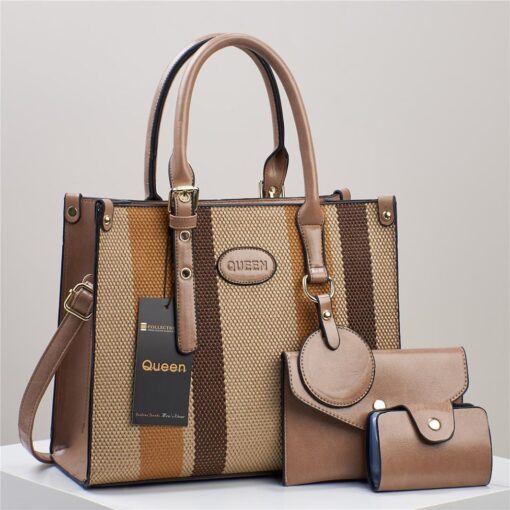 New 2024 Designer Queen 3 in 1 Contrast Color Crossbody Satchel Shoulder Bag - Image 4