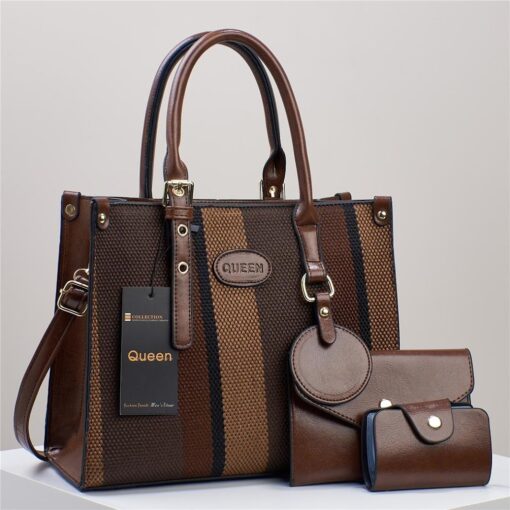 New 2024 Designer Queen 3 in 1 Contrast Color Crossbody Satchel Shoulder Bag - Image 7