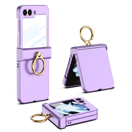 Samsung Galaxy Z Flip 5 5G GKK Ring Holder Hinged Case with Screen Film Protective Cover - Image 6