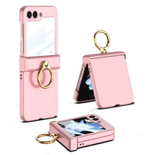 Samsung Galaxy Z Flip 5 5G GKK Ring Holder Hinged Case with Screen Film Protective Cover