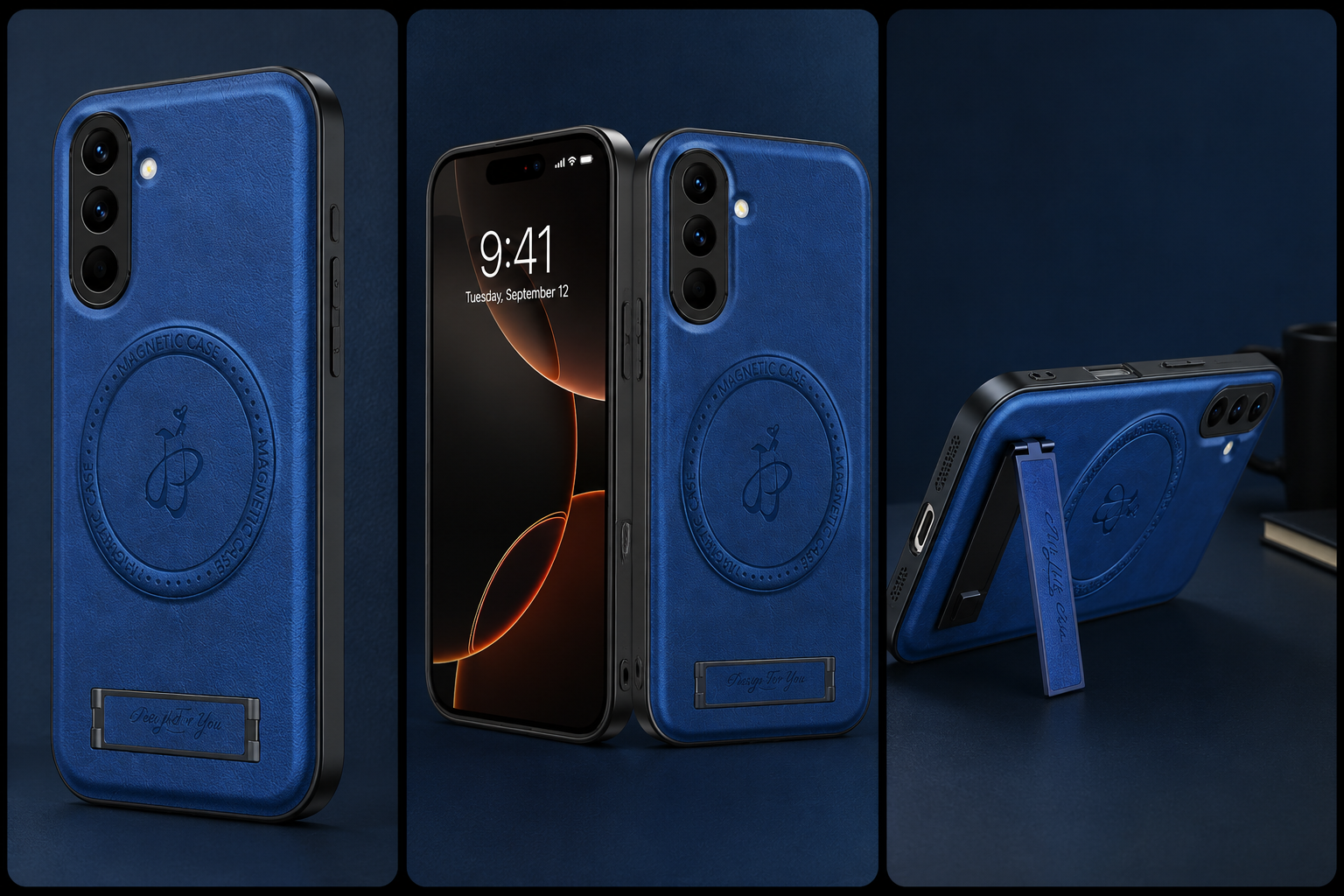 Magnetic Leather Back Cover with Kickstand And Bult-In-Magnetic-Suction-For-Samsung-Galaxy-A17-A26-A36-A37-A55-A56-A57 - Image 4