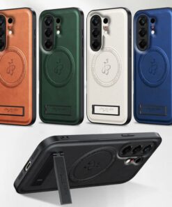 Magnetic Leather Back Cover with Kickstand And Bult-In-Magnetic-Suction-For-Tecno-Camon 40-T-Camon 40 Pro-T-Camon 50-And -T-Camon 50 Pro