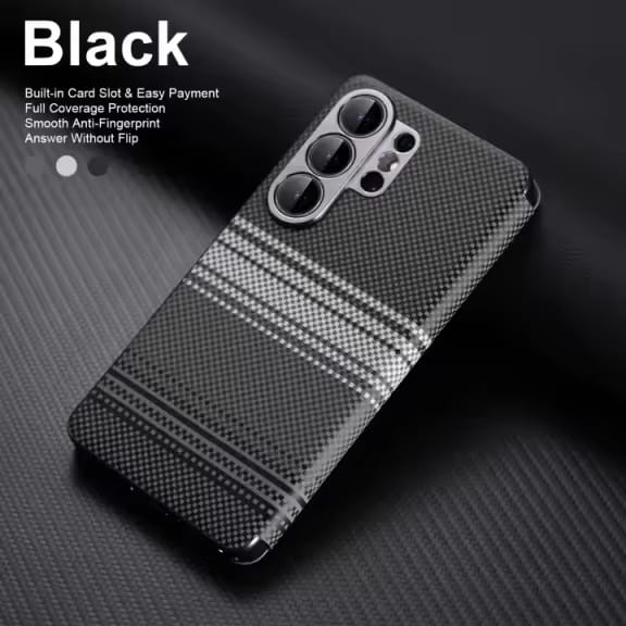 Premium-Carbon-Smart-Flip-Cover-With-Sensor-For-S24 Ultra-S25 Ultra And S26 Ultra - Image 3