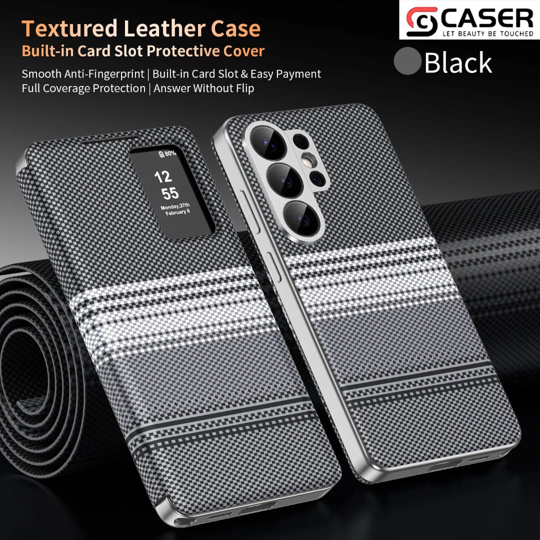 Premium-Carbon-Smart-Flip-Cover-With-Sensor-For-S24 Ultra-S25 Ultra And S26 Ultra - Image 4