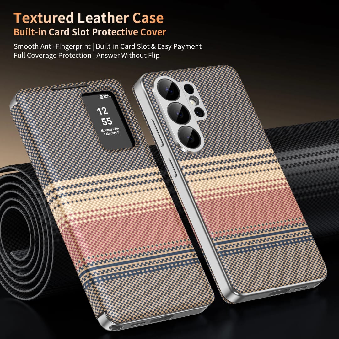 Premium-Carbon-Smart-Flip-Cover-With-Sensor-For-S24 Ultra-S25 Ultra And S26 Ultra - Image 7