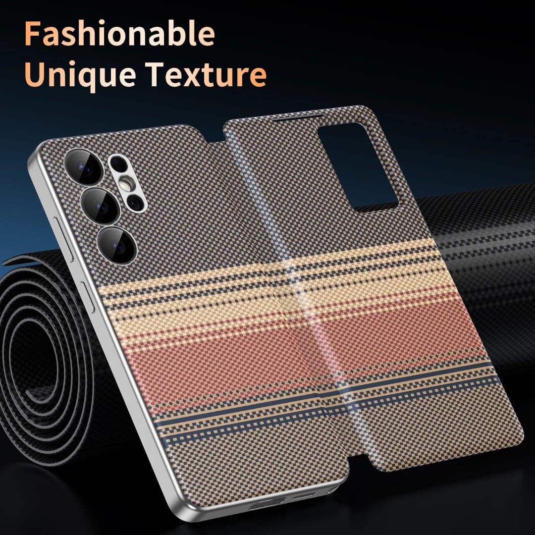 Premium-Carbon-Smart-Flip-Cover-With-Sensor-For-S24 Ultra-S25 Ultra And S26 Ultra - Image 12