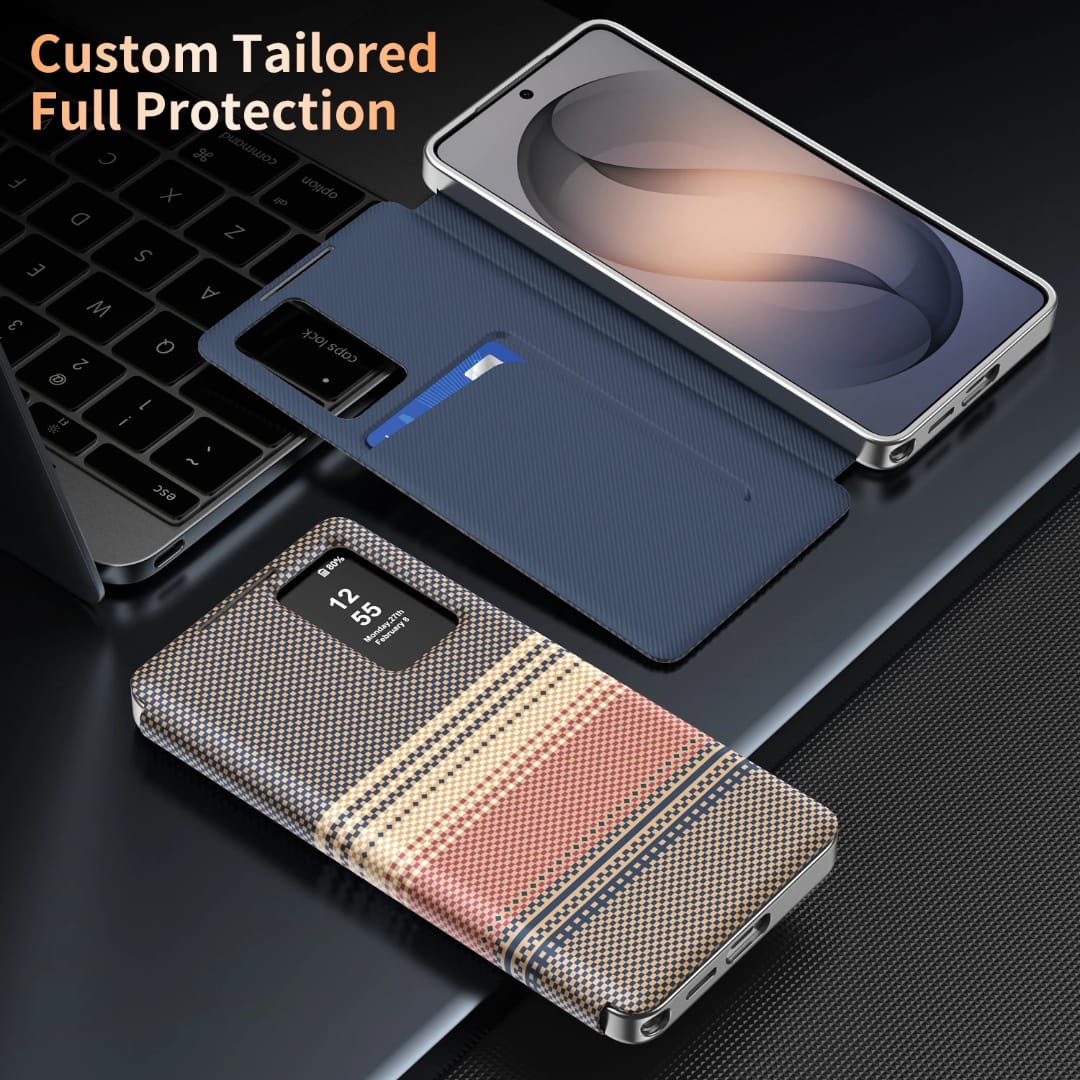 Premium-Carbon-Smart-Flip-Cover-With-Sensor-For-S24 Ultra-S25 Ultra And S26 Ultra - Image 13