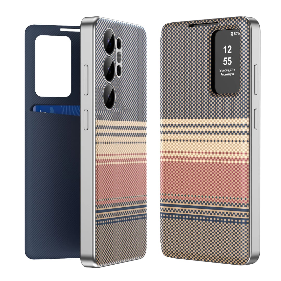 Premium-Carbon-Smart-Flip-Cover-With-Sensor-For-S24 Ultra-S25 Ultra And S26 Ultra - Image 14