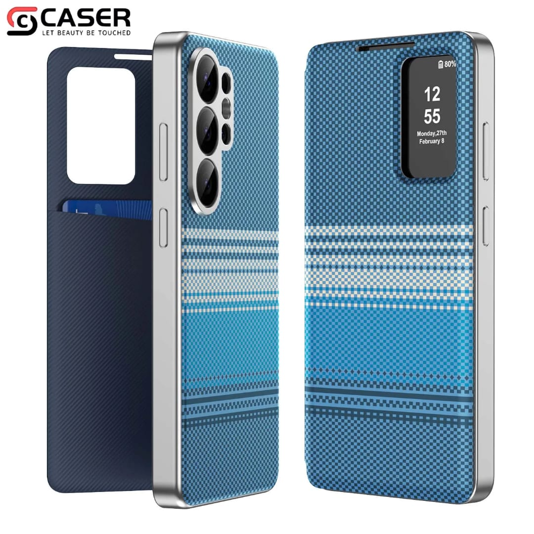 Premium-Carbon-Smart-Flip-Cover-With-Sensor-For-S24 Ultra-S25 Ultra And S26 Ultra
